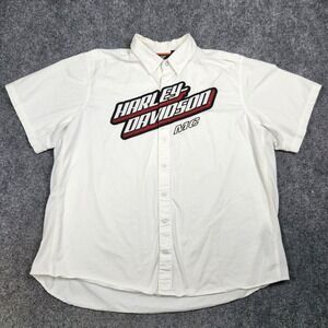 Harley Davidson Shirt Mens 3XL White Motorcycle Embroidered Patch Biker‎ Moto